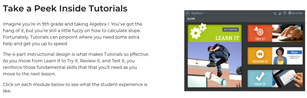 screenshot of courses
