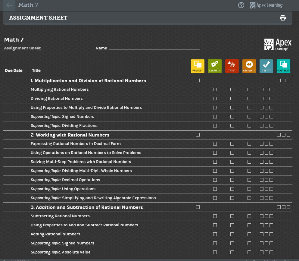 tutorials assignment page